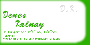 denes kalnay business card